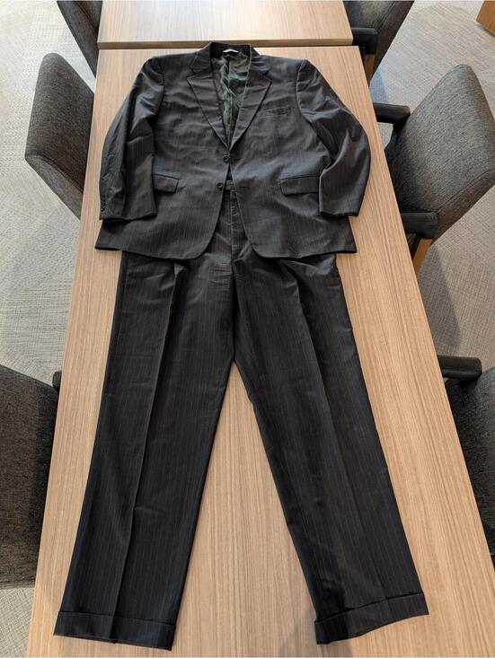 Joseph & Feiss Other - Joseph Feiss Dark Grey Pinstripe Suit 100% Wool Cuffs Pleated 41L